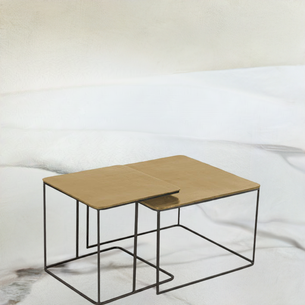 Mesa de Centro Set Mesa Aluminio Gold