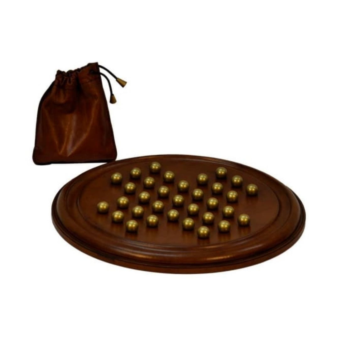 Juego Solitario de Cuero con Bolas de Metal