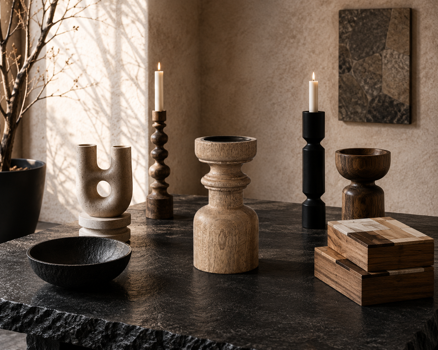 Candelabro de Madera – Porta Velas Rústico y Elegante