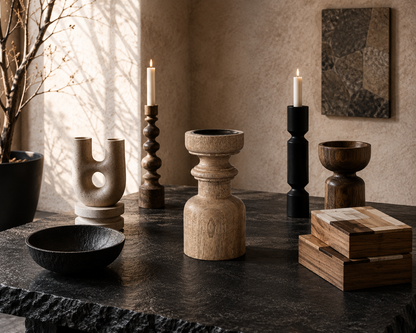 Candelabro de Madera – Porta Velas Rústico y Elegante
