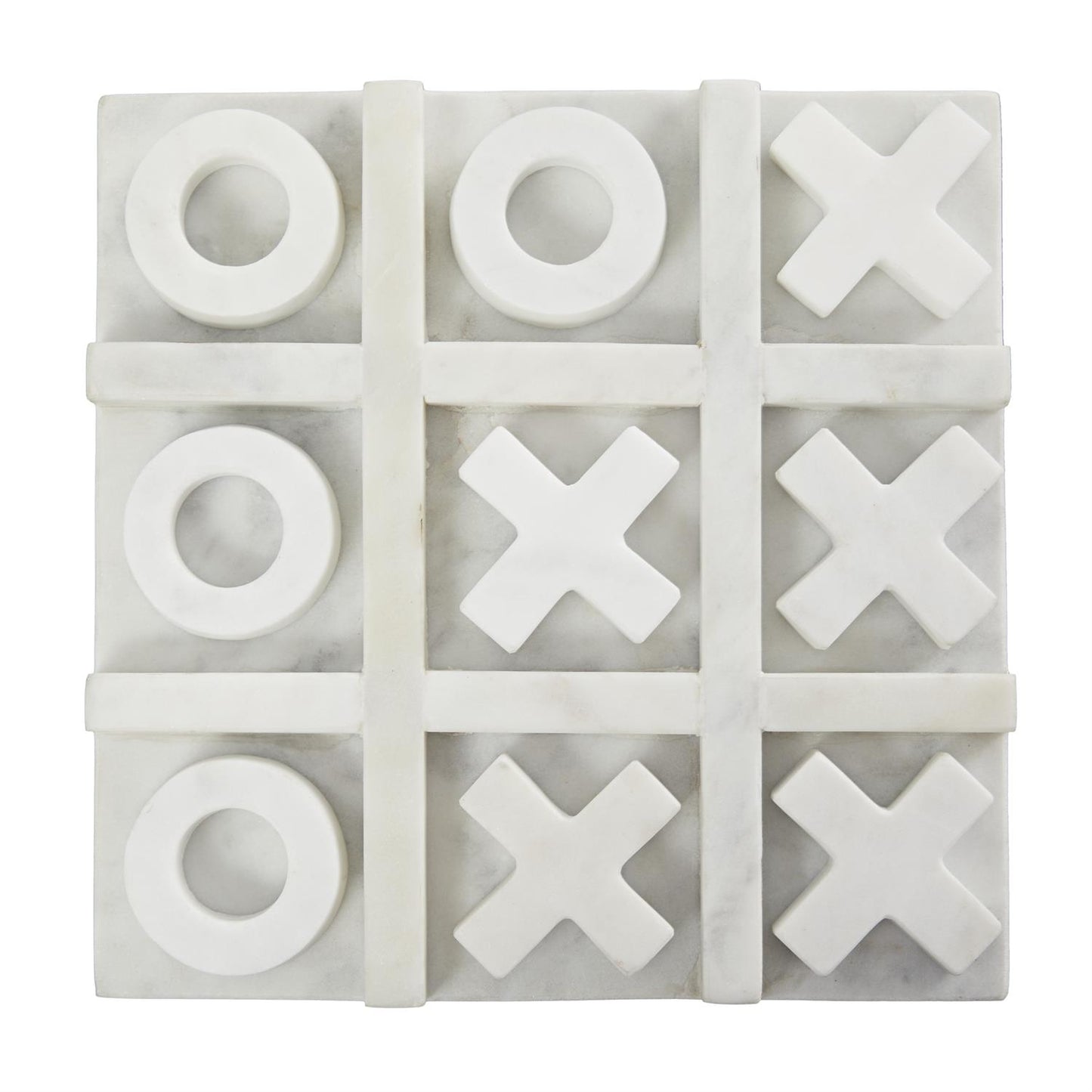 TIC TAC TOE MARBLE WHITE 9"W, 9"H