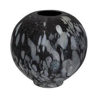 Jarrón redondo en vidrio gris