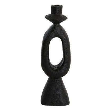 Porta Velas Madera Ragus Black S - Time of Interiors 