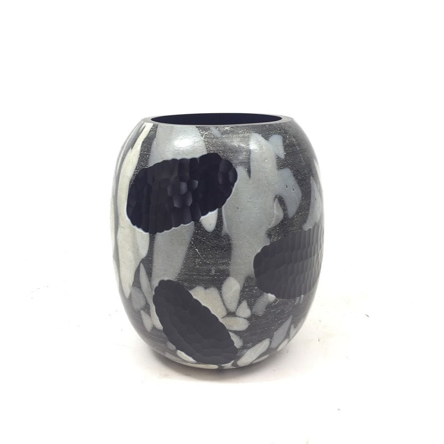 Vasija de vidrio y piedra ORGANICO D20x22h