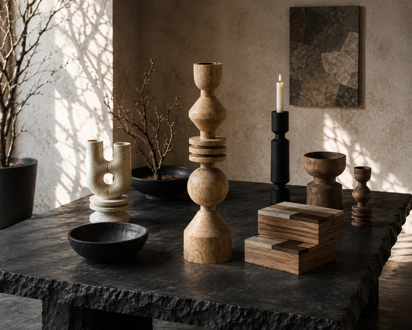 Candelabro Madera  Natu