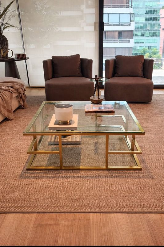 Mesa Centro de Vidrio Ben Dorada