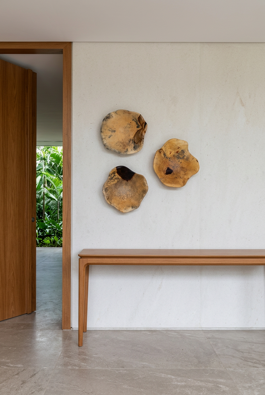 Bowls de tamarindo colgados en una pared