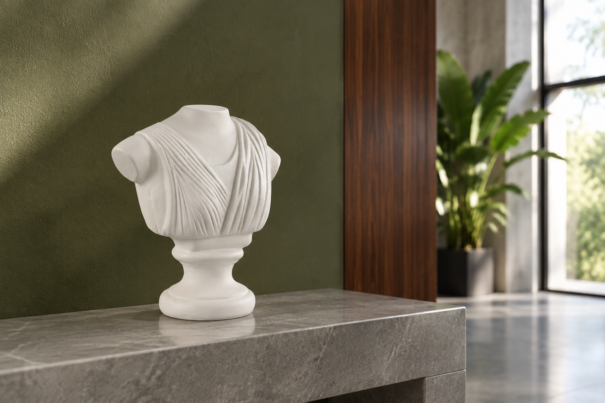 Busto Martina en recibidor verde oliva