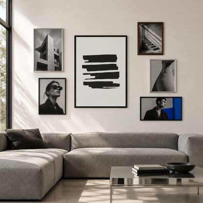 Cuadro Cinta Negra con fotografía brutalista y retratos editoriales