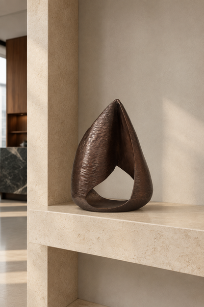 Escultura Ben sobre una repisa en ambiente europeo