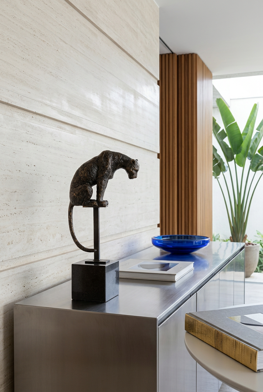 Escultura Jaguar en ambiente arquitectónico