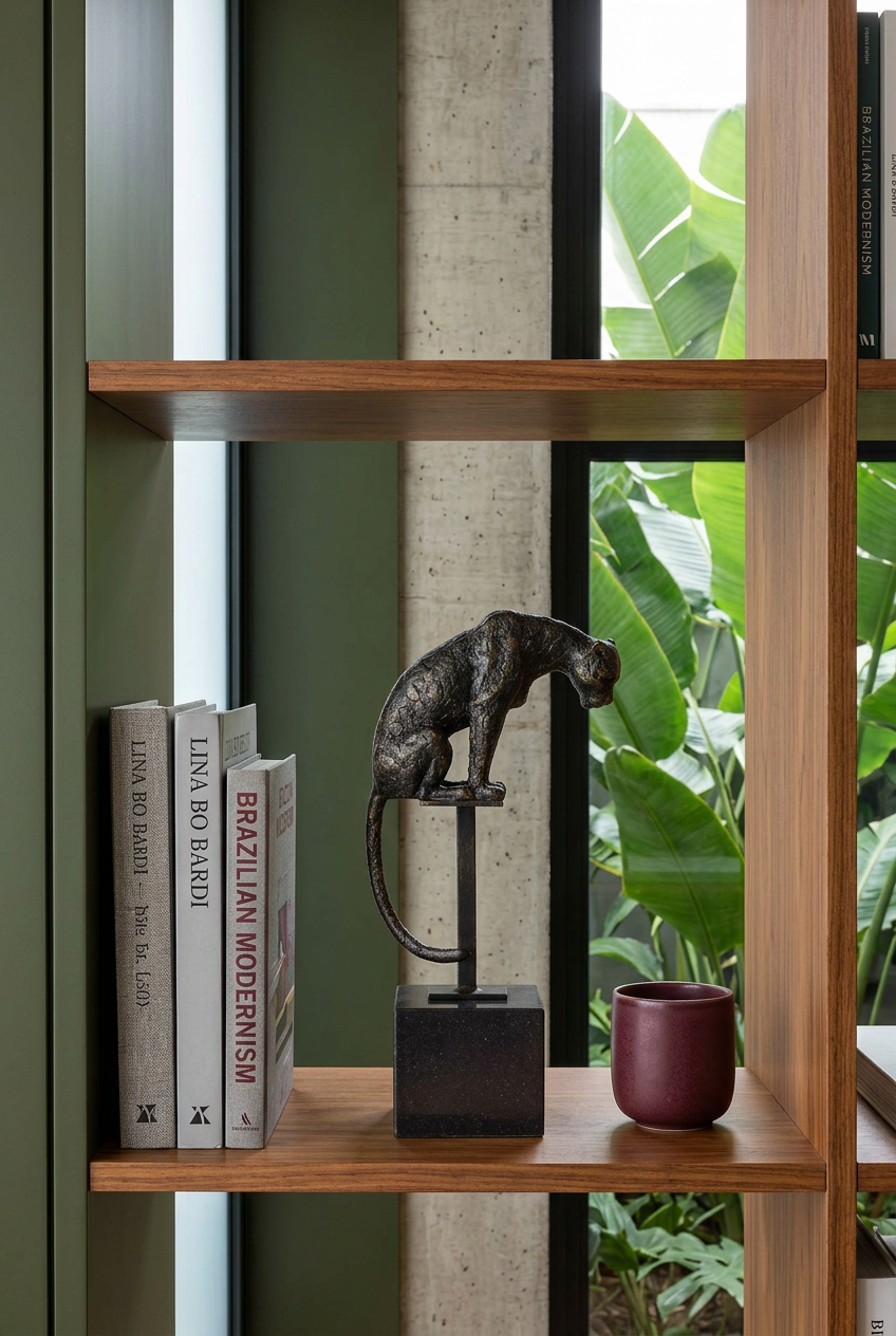 Escultura Jaguar en biblioteca
