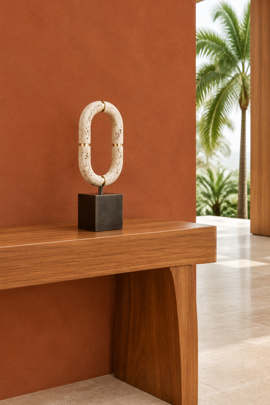 Escultura medium en recibidor brasileño