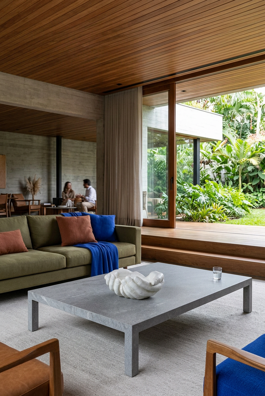 Figura Manos Zen con escala reducida en el living