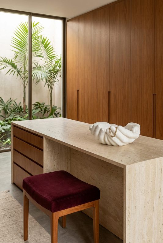 Figura Manos Zen con escala reducida en el vestidor