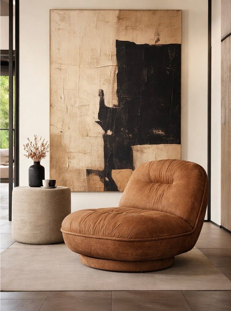 Sitial Giratorio Bold Cuero Vegano Camel