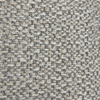 Primer plano de la trama entrelazada beige y gris del Cojín Jaspeado