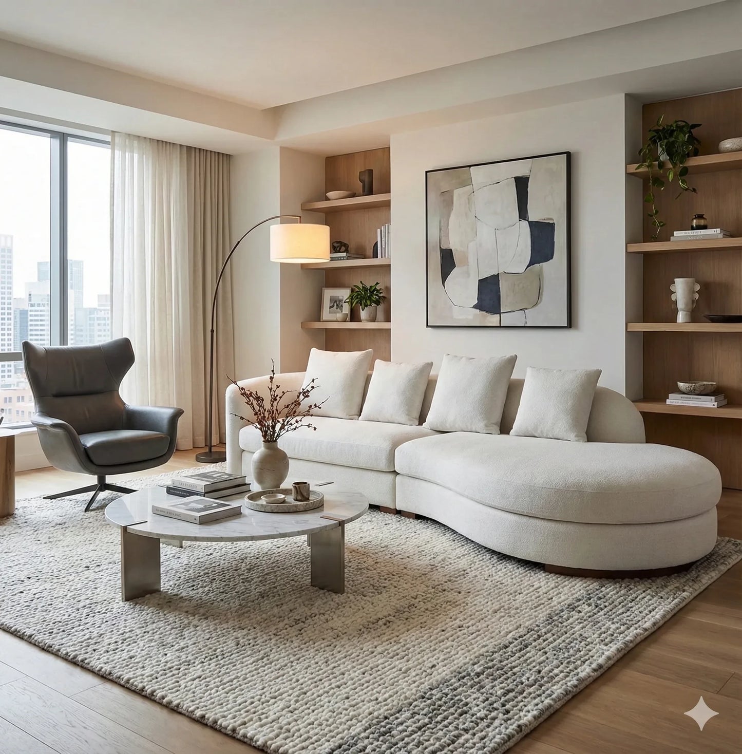 Sofá Curvo Marsella Natura Blanco Invierno