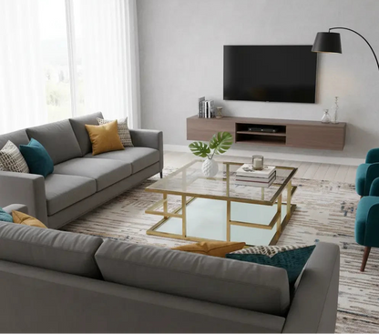 Mesa Centro de Vidrio Ben Dorada