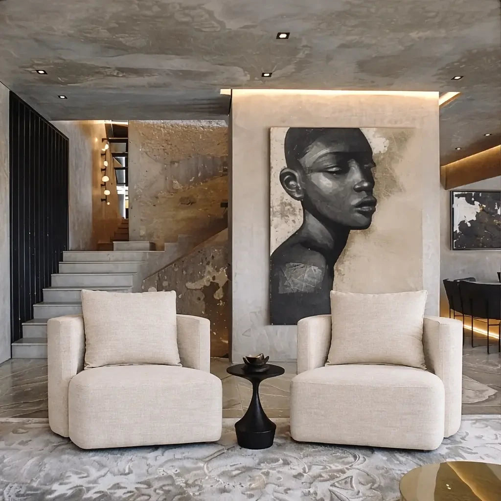 Sitial Giratorio Massimo Lino Beige Crudo