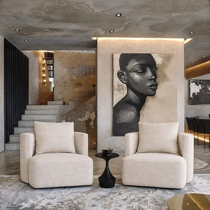 Sitial Giratorio Massimo Lino Beige Crudo