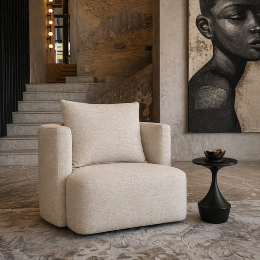 Sitial Giratorio Massimo Lino Beige Crudo