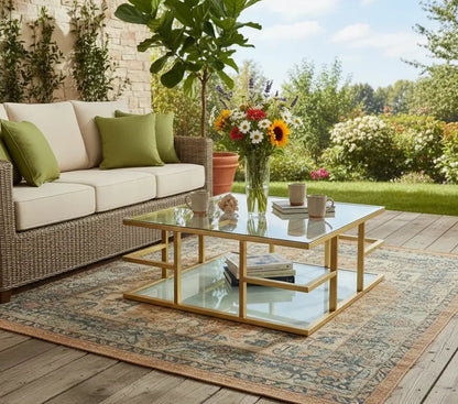 Mesa Centro de Vidrio Ben Dorada