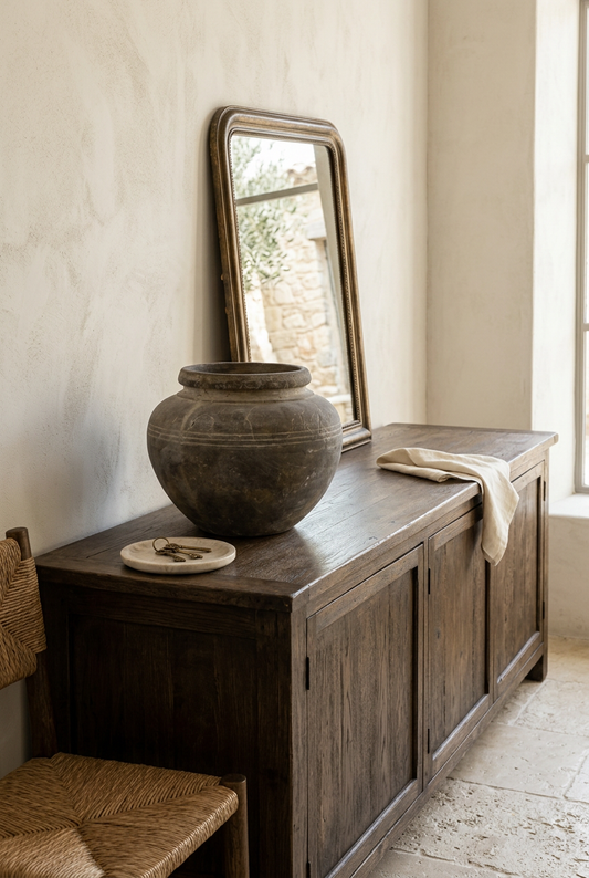 Tradición Gris sobre un arrimo de madera
