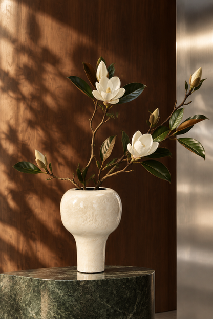 Vasija Carlota Small con ramas de magnolio